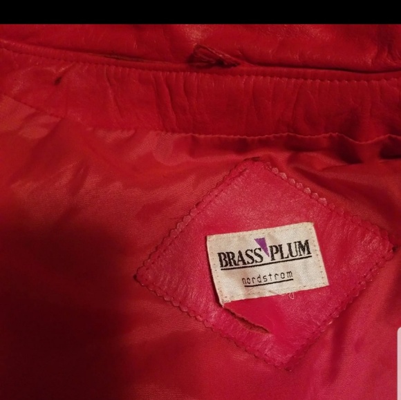 Vintage Brass Plum Red Leather Jacket - Picture 8 of 8
